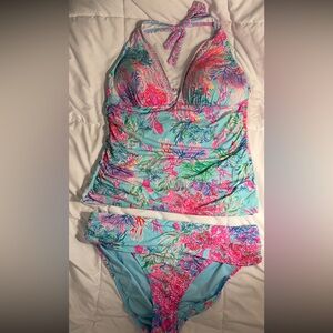 Celestial Blue Cay to my Heart Halter Tankini Set